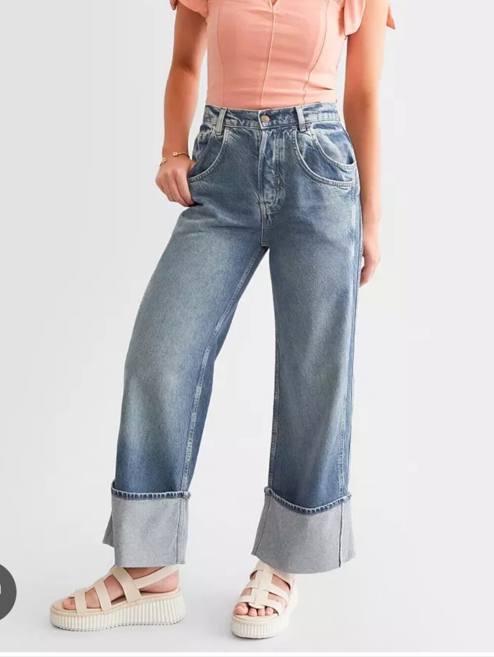We The Free Final Countdown Wide Leg Cuffed Jeans